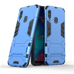 Armor Premium Tactical Grip Kickstand Shockproof Dual Layer Rugged Hard Cover for Samsung Galaxy A20e - Light Blue