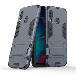 Armor Premium Tactical Grip Kickstand Shockproof Dual Layer Rugged Hard Cover for Samsung Galaxy A20e - Navy