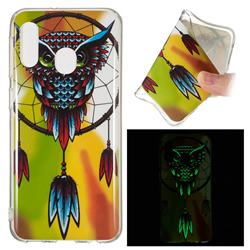 Owl Wind Chimes Noctilucent Soft TPU Back Cover for Samsung Galaxy A20e