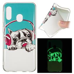 Headphone Puppy Noctilucent Soft TPU Back Cover for Samsung Galaxy A20e