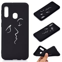 Smiley Chalk Drawing Matte Black TPU Phone Cover for Samsung Galaxy A20e
