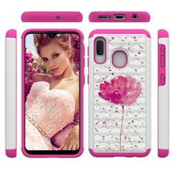 Watercolor Studded Rhinestone Bling Diamond Shock Absorbing Hybrid Defender Rugged Phone Case Cover for Samsung Galaxy A20e