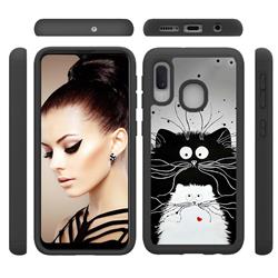 Black and White Cat Shock Absorbing Hybrid Defender Rugged Phone Case Cover for Samsung Galaxy A20e