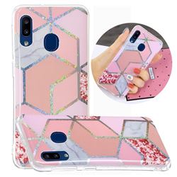 Pink Marble Painted Galvanized Electroplating Soft Phone Case Cover for Samsung Galaxy A20e