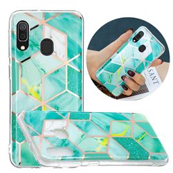 Green Glitter Painted Marble Electroplating Protective Case for Samsung Galaxy A20e