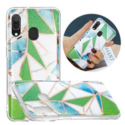 Green Triangle Painted Marble Electroplating Protective Case for Samsung Galaxy A20e