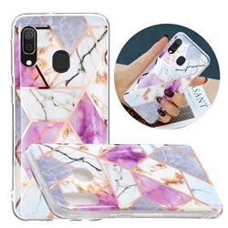 Purple and White Painted Marble Electroplating Protective Case for Samsung Galaxy A20e