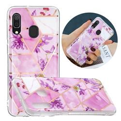Purple Flower Painted Marble Electroplating Protective Case for Samsung Galaxy A20e