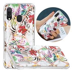 Tropical Rainforest Flower Painted Marble Electroplating Protective Case for Samsung Galaxy A20e