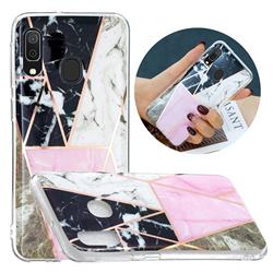 Pink and Black Painted Marble Electroplating Protective Case for Samsung Galaxy A20e