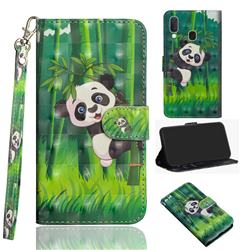 Climbing Bamboo Panda 3D Painted Leather Wallet Case for Samsung Galaxy A20e