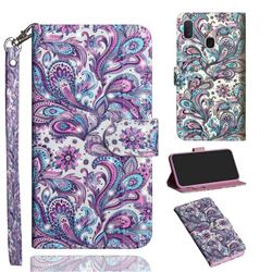 Swirl Flower 3D Painted Leather Wallet Case for Samsung Galaxy A20e