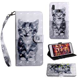 Smiley Cat 3D Painted Leather Wallet Case for Samsung Galaxy A20e