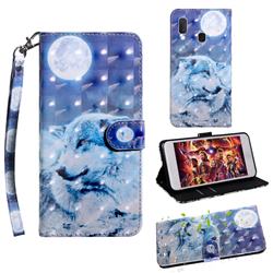 Moon Wolf 3D Painted Leather Wallet Case for Samsung Galaxy A20e