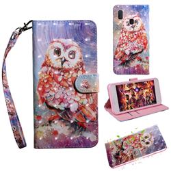 Colored Owl 3D Painted Leather Wallet Case for Samsung Galaxy A20e