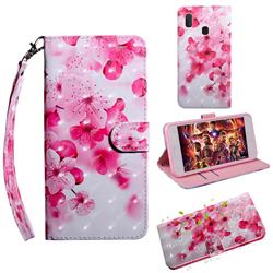 Peach Blossom 3D Painted Leather Wallet Case for Samsung Galaxy A20e