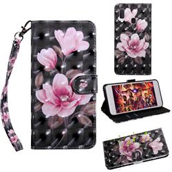 Black Powder Flower 3D Painted Leather Wallet Case for Samsung Galaxy A20e