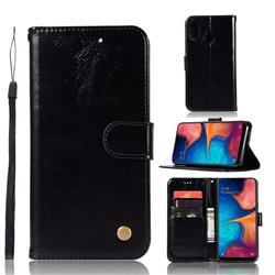 Luxury Retro Leather Wallet Case for Samsung Galaxy A20e - Black