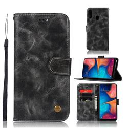 Luxury Retro Leather Wallet Case for Samsung Galaxy A20e - Gray