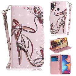 Butterfly High Heels 3D Painted Leather Wallet Phone Case for Samsung Galaxy A20e