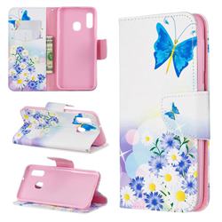 Butterflies Flowers Leather Wallet Case for Samsung Galaxy A20e