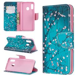 Blue Plum Leather Wallet Case for Samsung Galaxy A20e
