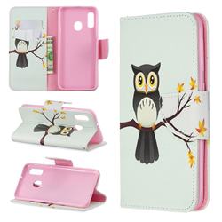 Owl on Tree Leather Wallet Case for Samsung Galaxy A20e