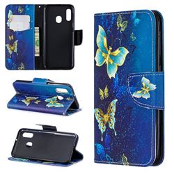 Golden Butterflies Leather Wallet Case for Samsung Galaxy A20e