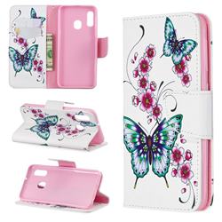 Peach Butterflies Leather Wallet Case for Samsung Galaxy A20e