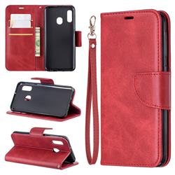 Classic Sheepskin PU Leather Phone Wallet Case for Samsung Galaxy A20e - Red
