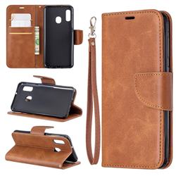 Classic Sheepskin PU Leather Phone Wallet Case for Samsung Galaxy A20e - Brown