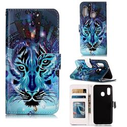 Ice Wolf 3D Relief Oil PU Leather Wallet Case for Samsung Galaxy A20e