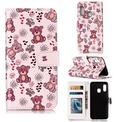 Cute Bear 3D Relief Oil PU Leather Wallet Case for Samsung Galaxy A20e