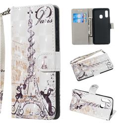 Tower Couple 3D Painted Leather Wallet Phone Case for Samsung Galaxy A20e