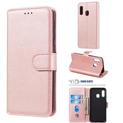 Retro Calf Matte Leather Wallet Phone Case for Samsung Galaxy A20e - Pink