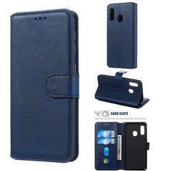 Retro Calf Matte Leather Wallet Phone Case for Samsung Galaxy A20e - Blue