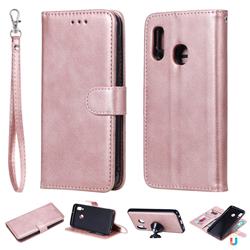 Retro Greek Detachable Magnetic PU Leather Wallet Phone Case for Samsung Galaxy A20e - Rose Gold