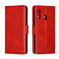 Retro Classic Calf Pattern Leather Wallet Phone Case for Samsung Galaxy A20e - Red