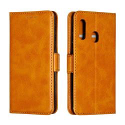 Retro Classic Calf Pattern Leather Wallet Phone Case for Samsung Galaxy A20e - Yellow