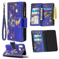 Purple Butterfly Binfen Color BF03 Retro Zipper Leather Wallet Phone Case for Samsung Galaxy A20e