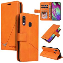 GQ.UTROBE Right Angle Silver Pendant Leather Wallet Phone Case for Samsung Galaxy A20e - Orange