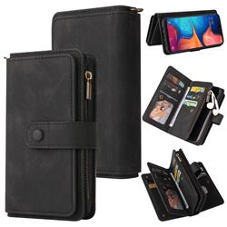 Luxury Multi-functional Zipper Wallet Leather Phone Case Cover for Samsung Galaxy A20e - Black