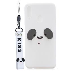White Feather Panda Soft Kiss Candy Hand Strap Silicone Case for Samsung Galaxy A20s