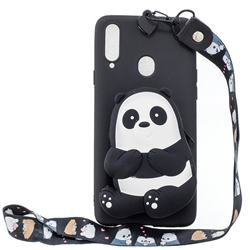 Cute Panda Neck Lanyard Zipper Wallet Silicone Case for Samsung Galaxy A20s
