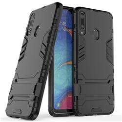 Armor Premium Tactical Grip Kickstand Shockproof Dual Layer Rugged Hard Cover for Samsung Galaxy A20s - Black