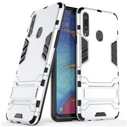 Armor Premium Tactical Grip Kickstand Shockproof Dual Layer Rugged Hard Cover for Samsung Galaxy A20s - Silver