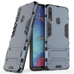 Armor Premium Tactical Grip Kickstand Shockproof Dual Layer Rugged Hard Cover for Samsung Galaxy A20s - Navy