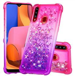 Rainbow Gradient Liquid Glitter Quicksand Sequins Phone Case for Samsung Galaxy A20s - Pink Purple