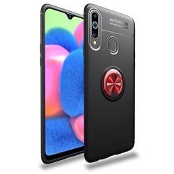 Auto Focus Invisible Ring Holder Soft Phone Case for Samsung Galaxy A20s - Black Red
