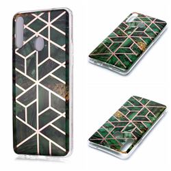 Green Rhombus Galvanized Rose Gold Marble Phone Back Cover for Samsung Galaxy A20s